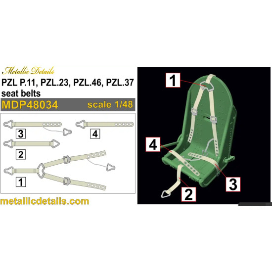 Metallic Details Mdp48034 1/48 Pzl P11 Pzl23 Pzl46 Pzl37 Seat Belts Metallic Details Mdp48034 1/48 Pzl P11 Pzl23 Pzl46 Pzl37 Seat Belts