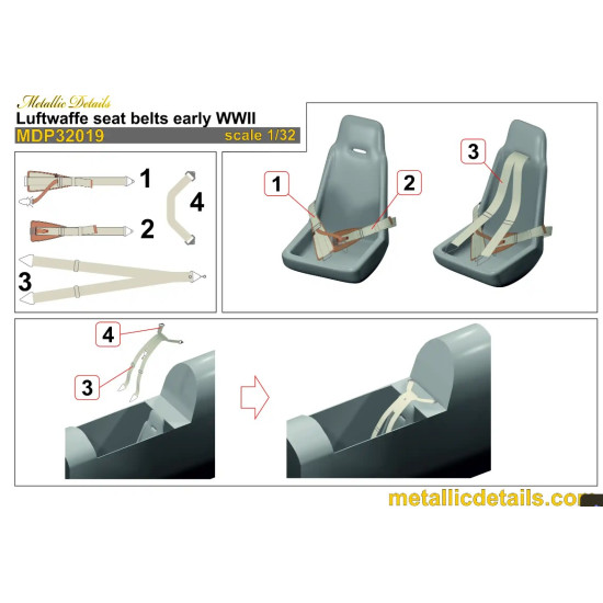 Metallic Details Mdp32019 1/32 Luftwaffe Seat Belts Early Wwii Metallic Details Mdp32019 1/32 Luftwaffe Seat Belts Early Wwii