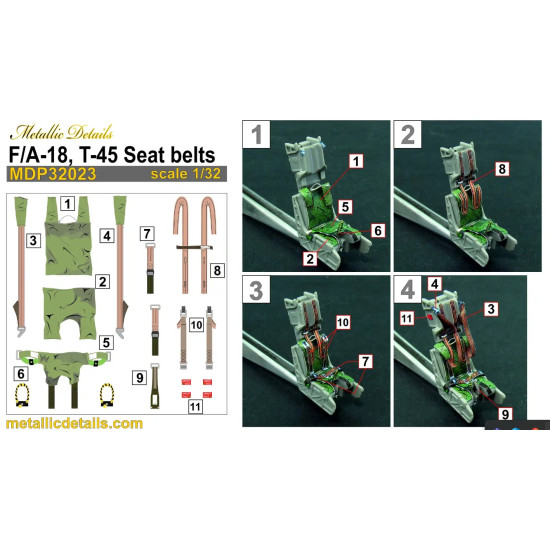 Metallic Details Mdp32023 1/32 F/A-18 T-45 Seat Belts Metallic Details Mdp32023 1/32 F/A-18 T-45 Seat Belts