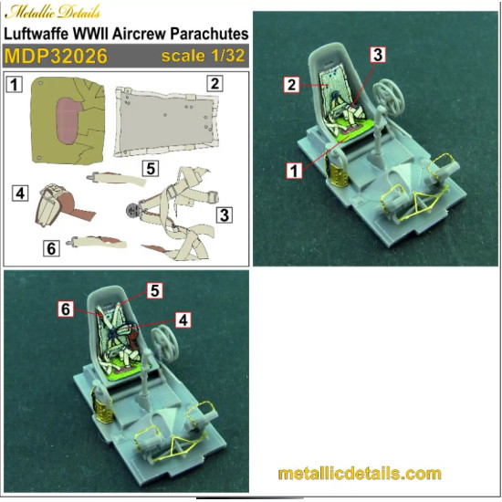 Metallic Details Mdp32026 1/32 Luftwaffe Wwii Aircrew Parachutes Metallic Details Mdp32026 1/32 Luftwaffe Wwii Aircrew Parachutes
