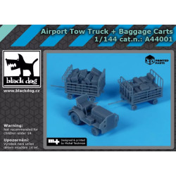 Black Dog A44001 1/144 Airport Tow Truck / Baggage Carts