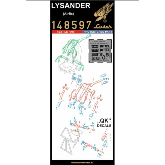 Hgw 148597 1/48 Lysander - Seatbelts Accessories Kit