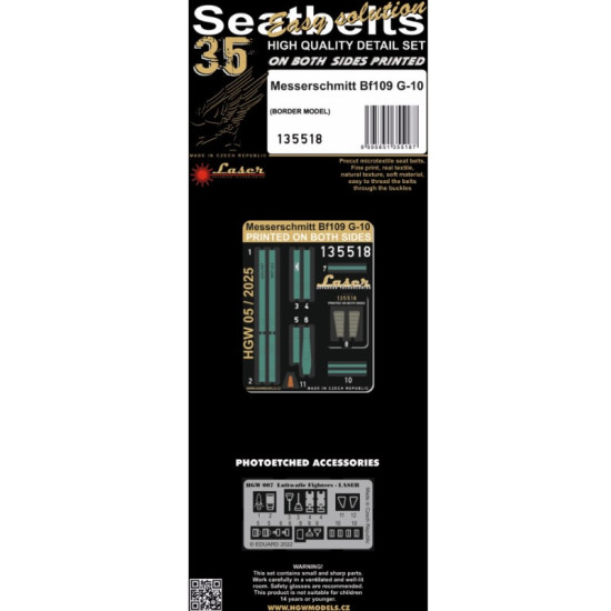 Hgw 135518 1/35 Bf109g-10 - Seatbelts Accessories Kit