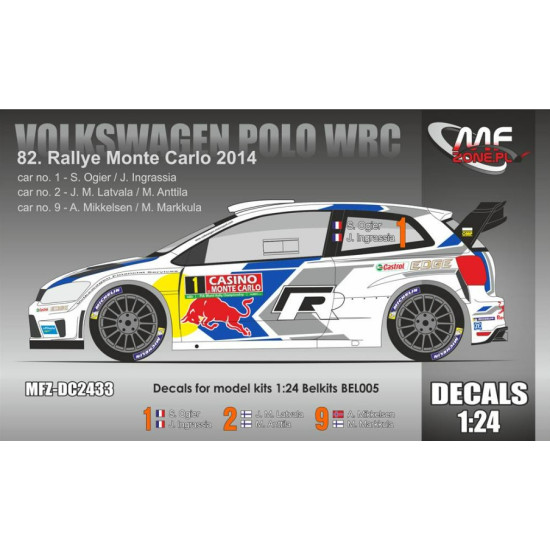 Mf-zone Dc2433 1/24 Volkswagen Polo Wrc Rallye Monte Carlo 2014 1 Ogier 2 Latvala 9 Mikkelsen Mf-zone Dc2433 1/24 Volkswagen Polo Wrc Rallye Monte Carlo 2014 1 Ogier 2 Latvala 9 Mikkelsen