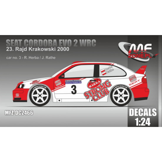 Mf-zone Dc2466 1/24 Seat Cordoba Evo 2 Wrc Strong Club Rajd Krakowski 2000 3 Herba Mf-zone Dc2466 1/24 Seat Cordoba Evo 2 Wrc Strong Club Rajd Krakowski 2000 3 Herba