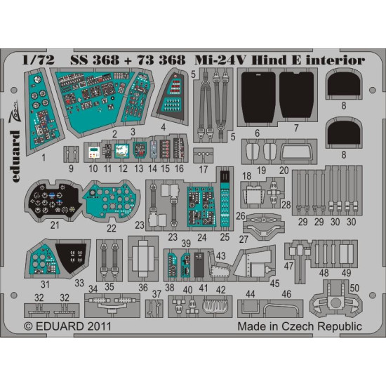 Photoetched set -24V Hind E interior Color, for Zvezda kit 1/72 Eduard SS368 Photoetched set -24V Hind E interior Color, for Zvezda kit 1/72 Eduard SS368