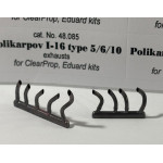 Rexx 48085 1/48 Exhausts Polikarpov I-16 Type 5/6/10 For Clear Prop, Eduard Kits