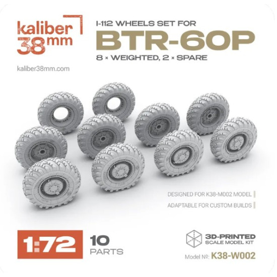 Kaliber38mm K38-w002 1/72 I 112 Wheels Set For Btr 60p 8 Weighted 2 Spare Kaliber38mm K38-w002 1/72 I 112 Wheels Set For Btr 60p 8 Weighted 2 Spare