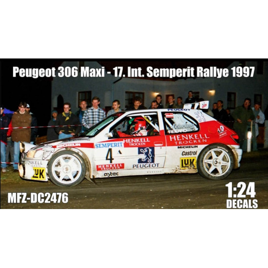 Mf-zone Dc2476 1/24 Peugeot 306 Maxi S Haider 17 Int Semperit Rallye 1997 Mf-zone Dc2476 1/24 Peugeot 306 Maxi S Haider 17 Int Semperit Rallye 1997
