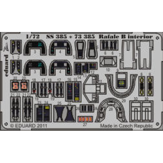 Photoetched set Rafale B interior, for Hobbyboss kit 1/72 Eduard SS385