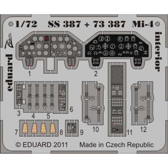 Photoetched Mi-4 interior, for Hobbyboss kit 1/72 Eduard SS387