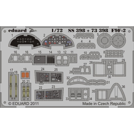Photoetched set F9F-2 Panter Color, for HobbyBoss kit 1/72 Eduard SS398 Photoetched set F9F-2 Panter Color, for HobbyBoss kit 1/72 Eduard SS398