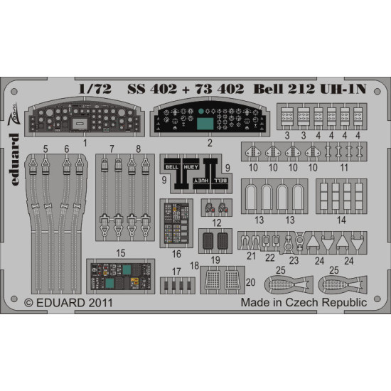Photoetched set Bell 212 UH-1N Color, for Revell kit 1/72 Eduard SS402 Photoetched set Bell 212 UH-1N Color, for Revell kit 1/72 Eduard SS402