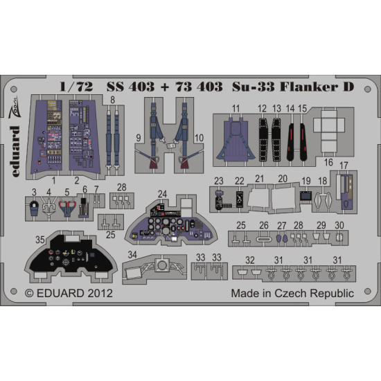 Photoetched set Sukhoi Su-33 Flanker D (self adhesive), for Hasegawa kit 1/72 Eduard SS403
