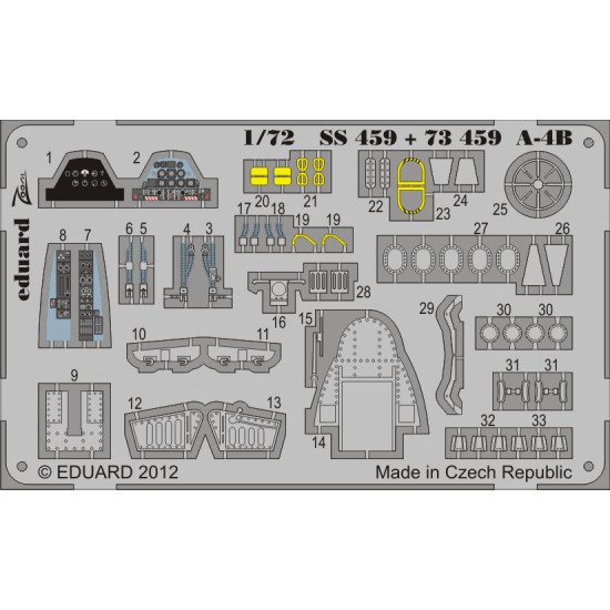 Photoetched set A-4B Color, for Airfix kit 1/72 Eduard SS459