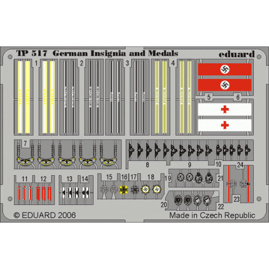 Photoetched set WWII German uniform insignia and medals 1/35 Eduard TP517