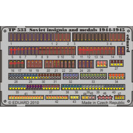 Photoetched set Soviet insignia and medals 1944-1945 1/35 Eduard TP533