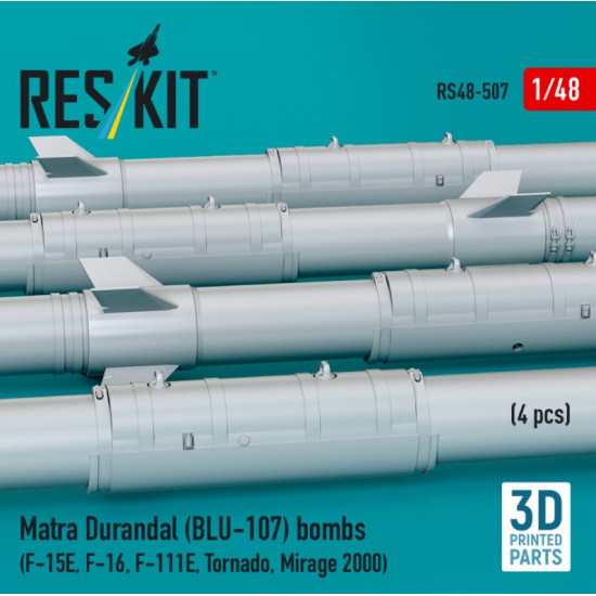 Reskit Rs48-0507 1/48 Matra Durandal Blu-107 Bombs 4 Pcs F-15e F-16 F-111e Tornado Mirage 2000 3d Printed Reskit Rs48-0507 1/48 Matra Durandal Blu-107 Bombs 4 Pcs F-15e F-16 F-111e Tornado Mirage 2000 3d Printed