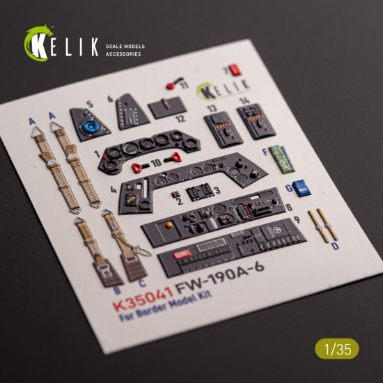 Kelik K35041 1/35 Fw-190a-6 Interior 3d Decals For Border Models Kit Kelik K35041 1/35 Fw-190a-6 Interior 3d Decals For Border Models Kit