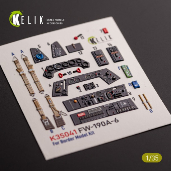 Kelik K35041 1/35 Fw-190a-6 Interior 3d Decals For Border Models Kit
