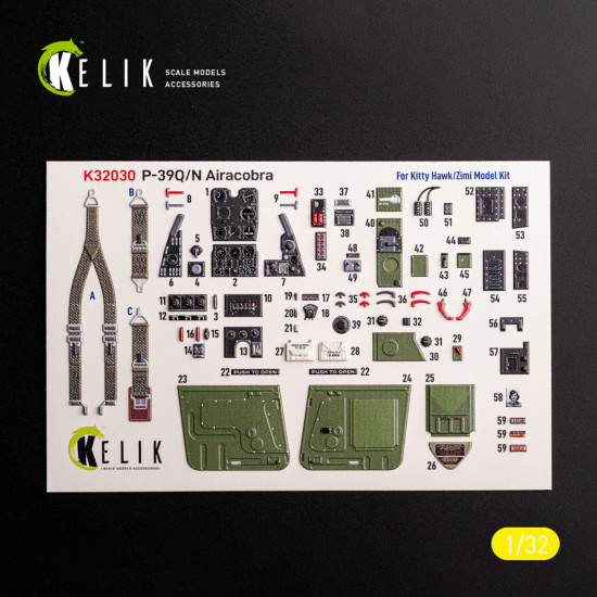 Kelik K32030 1/32 P-39q/N Interior 3d Decals For Kitty Hawk/Zimi Models Kit Kelik K32030 1/32 P-39q/N Interior 3d Decals For Kitty Hawk/Zimi Models Kit