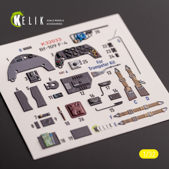 Kelik K32033 1/32 Bf-109 F-4 Interior 3d Decals For Trumpeter Kit Kelik K32033 1/32 Bf-109 F-4 Interior 3d Decals For Trumpeter Kit