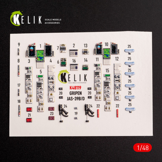 Kelik K48119 1/48 Jas-39 B/D Interior 3d Decals For Zimi Model/Kittyhawk Kit Kelik K48119 1/48 Jas-39 B/D Interior 3d Decals For Zimi Model/Kittyhawk Kit