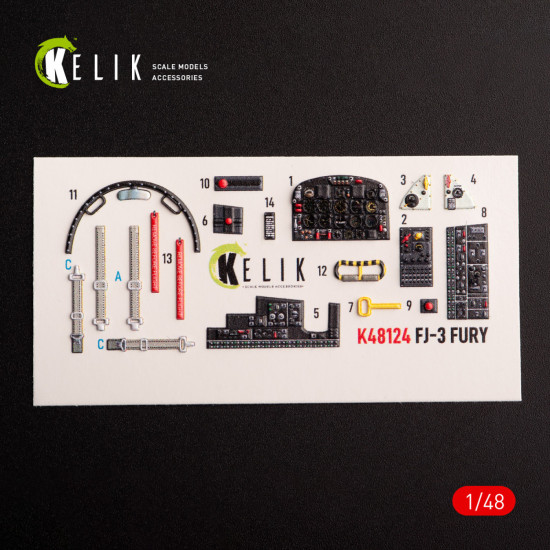 Kelik K48124 1/48 Fj-3 Interior 3d Decals For Zimi Model/Kittyhawk Kit Kelik K48124 1/48 Fj-3 Interior 3d Decals For Zimi Model/Kittyhawk Kit