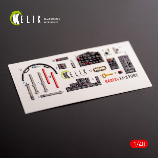 Kelik K48124 1/48 Fj-3 Interior 3d Decals For Zimi Model/Kittyhawk Kit Kelik K48124 1/48 Fj-3 Interior 3d Decals For Zimi Model/Kittyhawk Kit