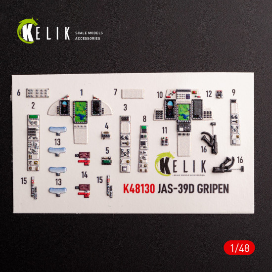 Kelik K48130 1/48 Jas-39 D Interior 3d Decals For Italeri Kelik K48130 1/48 Jas-39 D Interior 3d Decals For Italeri