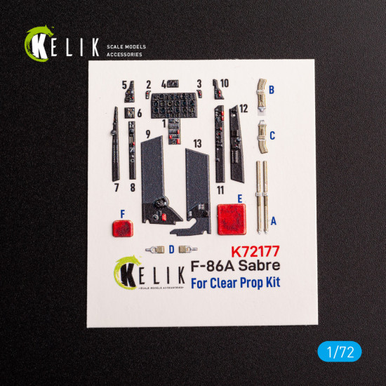 Kelik K72177 1/72 F-86a Sabre Interior 3d Decals For Clearprop Kit Kelik K72177 1/72 F-86a Sabre Interior 3d Decals For Clearprop Kit