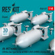 Reskit Rs48-0537 1/48 An-m57 Bombs 250 Lbs Box-type Fin For All Usaf Raf Of Ww2 Korean War 8 Pcs 3d Printed