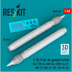 Reskit Rs48-0558 1/48 S-25-o Air-to-ground Rocket 2pcs Su-17m Su-24m Su-25sm Su-27 Mig-27 Mig-29 Yak-130 Mi-24 3d Printed