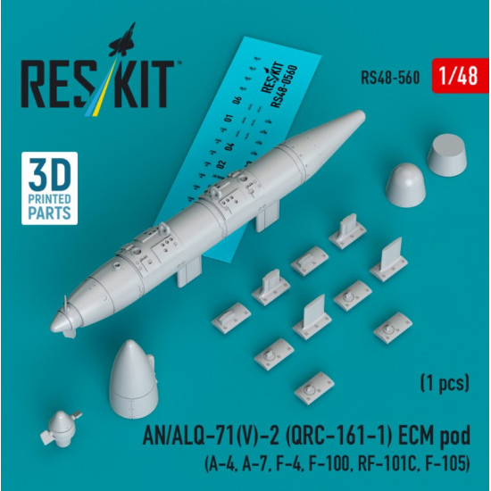 Reskit Rs48-0560 1/48 An/Alq-71v-2 Qrc-161-1 Ecm Pod 1pcs A-4 A-7 F-4 F-100 Rf-101c F-105 3d Printed Reskit Rs48-0560 1/48 An/Alq-71v-2 Qrc-161-1 Ecm Pod 1pcs A-4 A-7 F-4 F-100 Rf-101c F-105 3d Printed