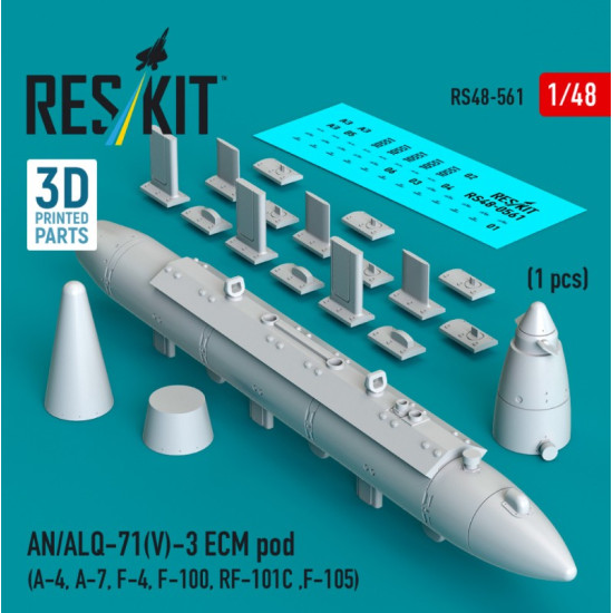 Reskit Rs48-0561 1/48 An/Alq-71v-3 Ecm Pod A-4 A-7 F-4 F-100 Rf-101c F-105 1pcs 3d Printed Reskit Rs48-0561 1/48 An/Alq-71v-3 Ecm Pod A-4 A-7 F-4 F-100 Rf-101c F-105 1pcs 3d Printed