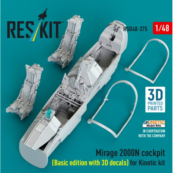 Reskit Rsu48-0375 1/48 Mirage 2000n Cockpit Basic Edition With 3d Decals For Kinetic Kit 3d Printed Reskit Rsu48-0375 1/48 Mirage 2000n Cockpit Basic Edition With 3d Decals For Kinetic Kit 3d Printed