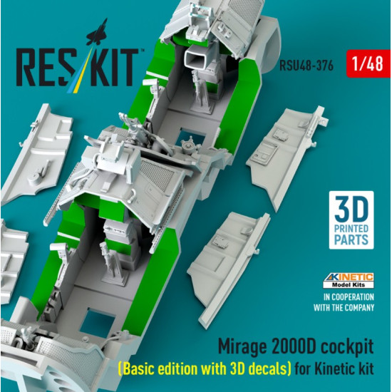 Reskit Rsu48-0376 1/48 Mirage 2000d Cockpit Basic Edition With 3d Decals For Kinetic Kit 3d Printed Reskit Rsu48-0376 1/48 Mirage 2000d Cockpit Basic Edition With 3d Decals For Kinetic Kit 3d Printed