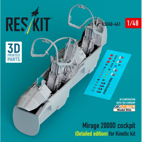 Reskit Rsu48-0461 1/48 Mirage 2000d Cockpit Detailed Edition For Kinetic Kit 3d Printed Reskit Rsu48-0461 1/48 Mirage 2000d Cockpit Detailed Edition For Kinetic Kit 3d Printed