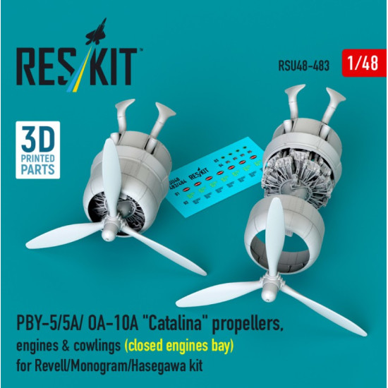 Reskit Rsu48-0483 1/48 Pby-5/5a/ Oa-10a Catalina Propellers Engines Cowlings Closed Engines Bay For Revell/Monogram/Hasegawa Kit 3d Printed Reskit Rsu48-0483 1/48 Pby-5/5a/ Oa-10a Catalina Propellers Engines Cowlings Closed Engines Bay For Revell/Monogram/Hasegawa Kit 3d Printed