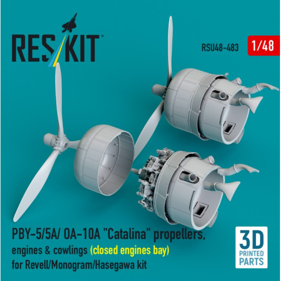 Reskit Rsu48-0483 1/48 Pby-5/5a/ Oa-10a Catalina Propellers Engines Cowlings Closed Engines Bay For Revell/Monogram/Hasegawa Kit 3d Printed Reskit Rsu48-0483 1/48 Pby-5/5a/ Oa-10a Catalina Propellers Engines Cowlings Closed Engines Bay For Revell/Monogram/Hasegawa Kit 3d Printed