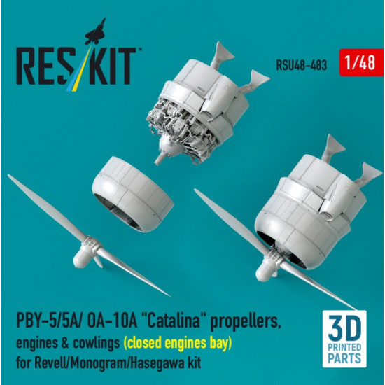 Reskit Rsu48-0483 1/48 Pby-5/5a/ Oa-10a Catalina Propellers Engines Cowlings Closed Engines Bay For Revell/Monogram/Hasegawa Kit 3d Printed Reskit Rsu48-0483 1/48 Pby-5/5a/ Oa-10a Catalina Propellers Engines Cowlings Closed Engines Bay For Revell/Monogram/Hasegawa Kit 3d Printed