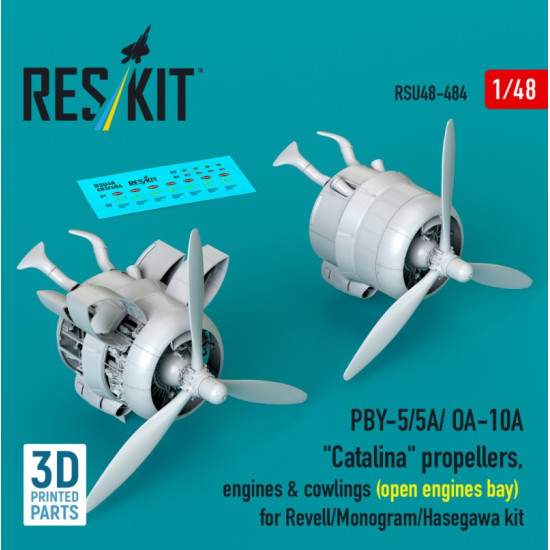 Reskit Rsu48-0484 1/48 Pby-5/5a/ Oa-10a Catalina Propellers Engines Cowlings Open Engines Bay For Revell/Monogram/Hasegawa Kit 3d Printed Reskit Rsu48-0484 1/48 Pby-5/5a/ Oa-10a Catalina Propellers Engines Cowlings Open Engines Bay For Revell/Monogram/Hasegawa Kit 3d Printed