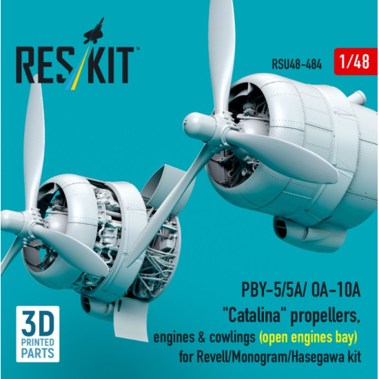 Reskit Rsu48-0484 1/48 Pby-5/5a/ Oa-10a Catalina Propellers Engines Cowlings Open Engines Bay For Revell/Monogram/Hasegawa Kit 3d Printed Reskit Rsu48-0484 1/48 Pby-5/5a/ Oa-10a Catalina Propellers Engines Cowlings Open Engines Bay For Revell/Monogram/Hasegawa Kit 3d Printed