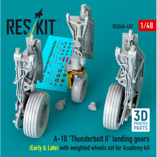 Reskit Rsu48-0497 1/48 A-10 Thunderbolt 2 Landing Gears Early Late With Weighted Wheels Set For Academy Kit Metal 3d Printed Reskit Rsu48-0497 1/48 A-10 Thunderbolt 2 Landing Gears Early Late With Weighted Wheels Set For Academy Kit Metal 3d Printed