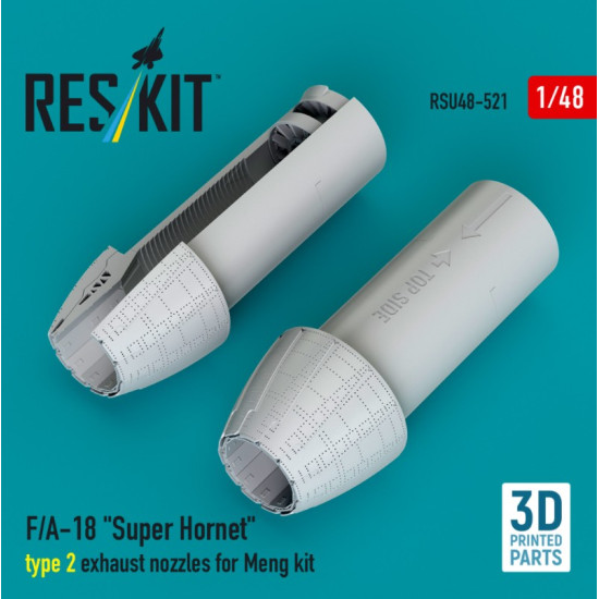 Reskit Rsu48-0521 1/48 F/A-18 Super Hornet Type 2 Exhaust Nozzles For Meng Kit 3d Printed