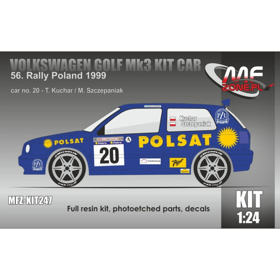 Mf-zone Kit247 1/24 Volkswagen Golf Mk3 Kit Car Kuchar - 56 Rally Poland 1999 Mf-zone Kit247 1/24 Volkswagen Golf Mk3 Kit Car Kuchar - 56 Rally Poland 1999