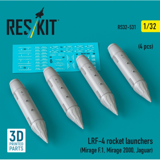 Reskit Rs32-0531 1/32 Lrf-4 Rocket Launchers 4pcs Mirage F1 Mirage 2000 Jaguar 3d Printed Reskit Rs32-0531 1/32 Lrf-4 Rocket Launchers 4pcs Mirage F1 Mirage 2000 Jaguar 3d Printed