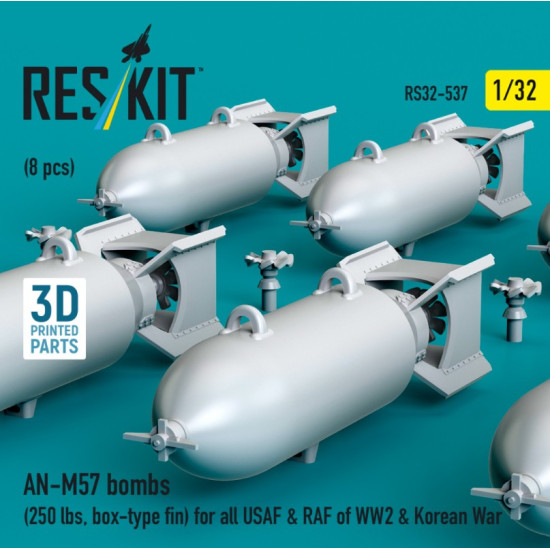 Reskit Rs32-0537 1/32 An-m57 Bombs 250 Lbs Box-type Fin For All Usaf Raf Of Ww2 Korean War 8 Pcs 3d Printed Reskit Rs32-0537 1/32 An-m57 Bombs 250 Lbs Box-type Fin For All Usaf Raf Of Ww2 Korean War 8 Pcs 3d Printed