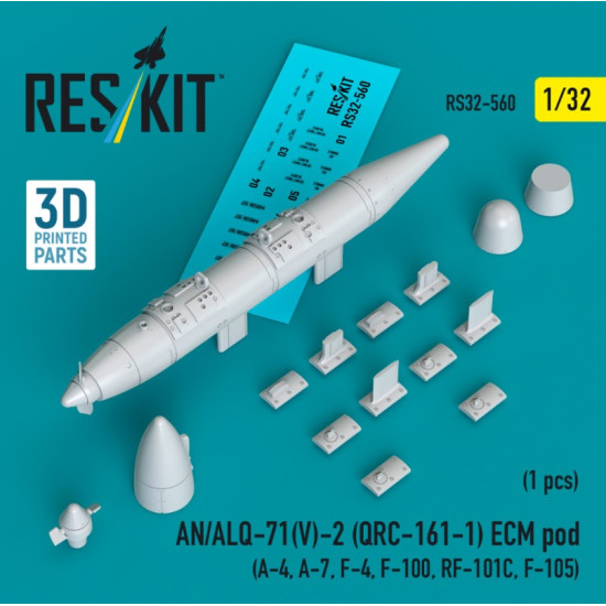 Reskit Rs32-0560 1/32 An/Alq-71v-2 Qrc-161-1 Ecm Pod 1pcs A-4 A-7 F-4 F-100 Rf-101c F-105 3d Printed Reskit Rs32-0560 1/32 An/Alq-71v-2 Qrc-161-1 Ecm Pod 1pcs A-4 A-7 F-4 F-100 Rf-101c F-105 3d Printed