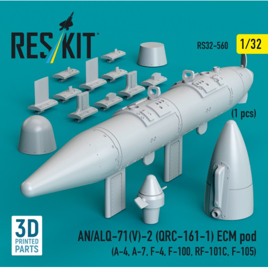 Reskit Rs32-0560 1/32 An/Alq-71v-2 Qrc-161-1 Ecm Pod 1pcs A-4 A-7 F-4 F-100 Rf-101c F-105 3d Printed Reskit Rs32-0560 1/32 An/Alq-71v-2 Qrc-161-1 Ecm Pod 1pcs A-4 A-7 F-4 F-100 Rf-101c F-105 3d Printed